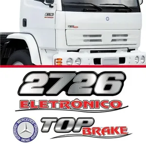 Kit Adesivo Mercedes Benz Emblema 2726 Eletrônico Top Brake Prata Prata