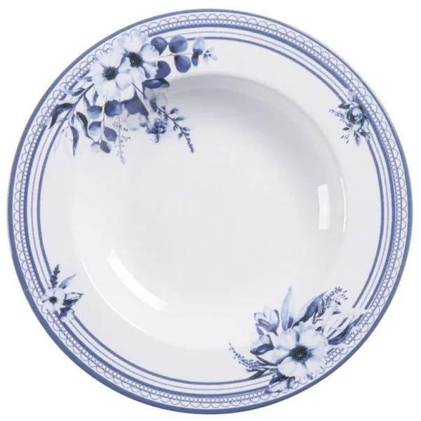 Prato Fundo 23cm Tramontina Azzura Porcelana Decorada 330ml Servir Sopas Calados