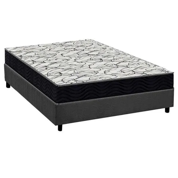 Cama Box Casal com Colchão Ortopédico D45 Airtech150 Suede Cinza Ortobom