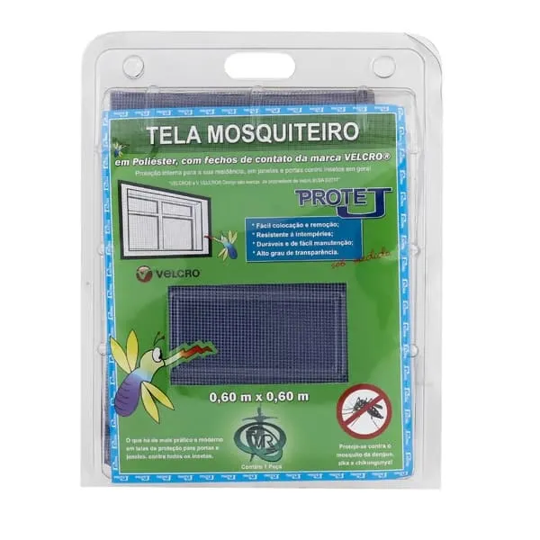 Kit Tela Mosquiteira com Velcro Victoria Reggia Kit Tela Mosquiteira com Velcro 0,60x0,60m Cinza