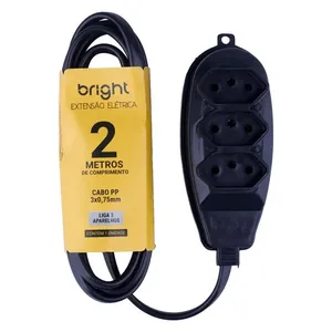 Extensão 3 Tomadas 2m Bright Preta