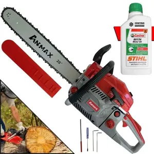 Motosserra Anmax Cs5800a à Gasolina 2t 58cc 3,1hp Sabre 20'' Ponta Rolante Profissional + Óleo Castrol Stihl 500ml