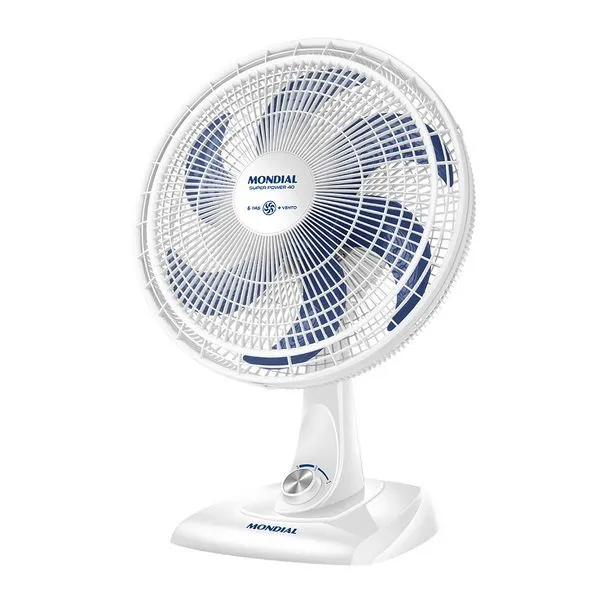 Ventilador de Mesa 40cm 6 Pás Branco Mondial 220V