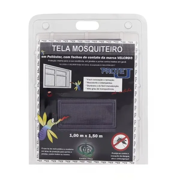 Kit Tela Mosquiteira com Velcro Victoria Reggia Kit Tela Mosquiteira com Velcro 1,00x1,50m Cinza