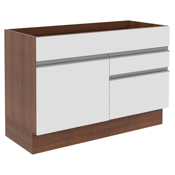 Balcão de Pia em MDP, 1 Porta e 2 Gavetas - Madesa Glamy Rustic / Branco