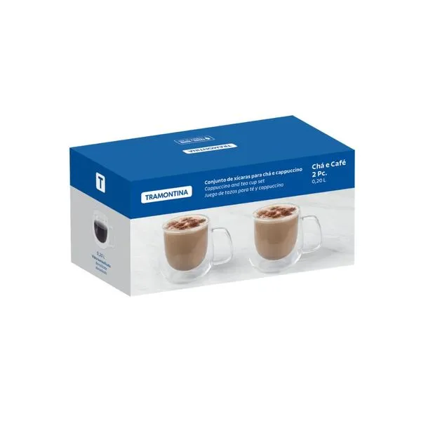Conjunto de Xícaras Tramontina para chá e cappuccino 200ml 2 Peças