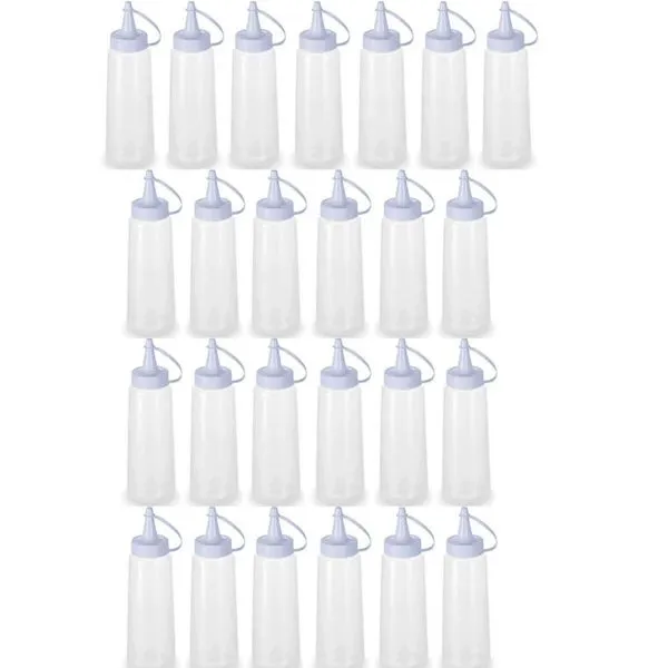 25 Bisnagas de Condimentos Plásticas 250ml para Molhos Ketchup Maionese Plasvale Profissionais
