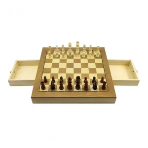 Jogo De Xadrez E Damas 2 Em 1 Hoyle Games Tabuleiro Grande 39x39cm Peças Em Madeira Com 2 Gavetas