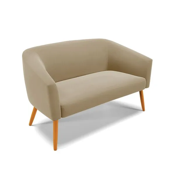 Namoradeira 02 Lugares Stella Suede Marrom Rato Pés Palito Castanho - D'Rossi