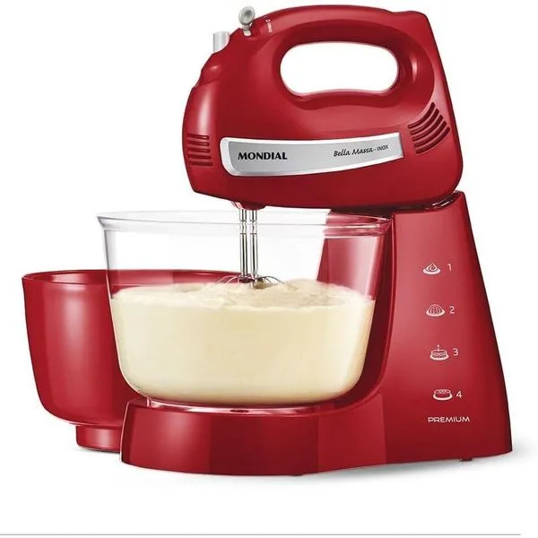 Batedeira com Pedestal Planetária Mondial B-29-NP 500W 4 Velocidades Vermelho 110V