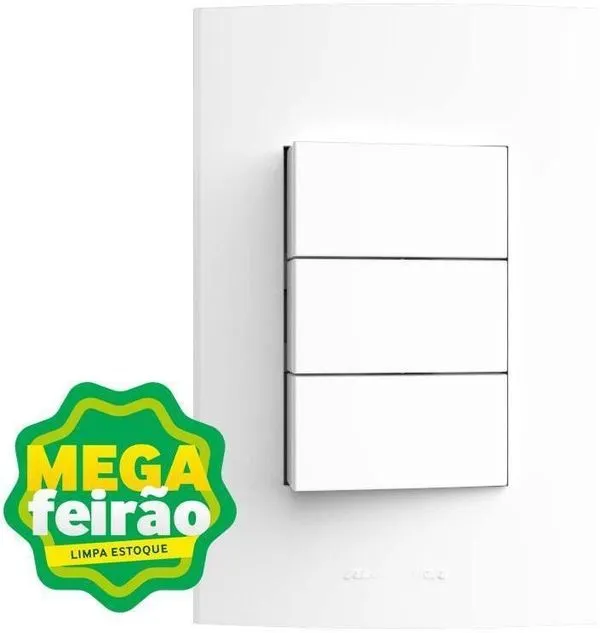 Interruptor Alumbra 4X2 2 Interruptores Simples + 1 Paralelo Com Placa 85043 NBR 5 Inovapro Branco