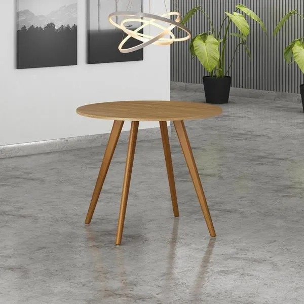 Mesa de Jantar Maia 4 Lugares Redonda MDF 90CM Nude Bella Decor
