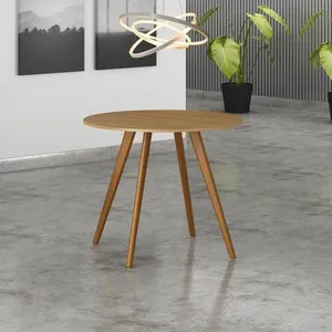 Mesa de Jantar Maia 4 Lugares Redonda MDF 90CM Nude Bella Decor