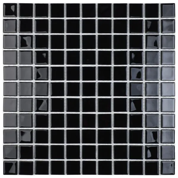Pastilha de Vidro Glass Mosaic Cristal Lisa Preto 30X30Cm