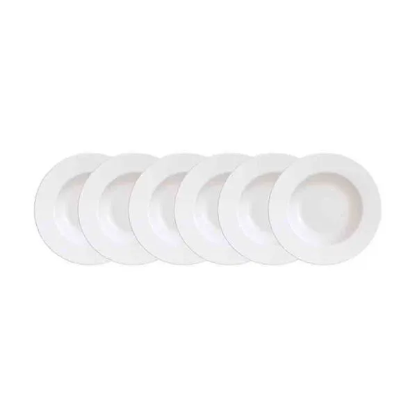 Conjunto com 6 Pratos Rasos Tramontina Maria Augusta em Porcelana 27 cm Branco