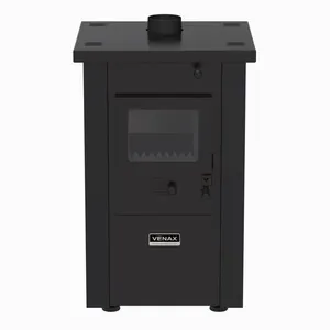 Calefator a Lenha Vulcano Dupla Combustao Preto Fosco