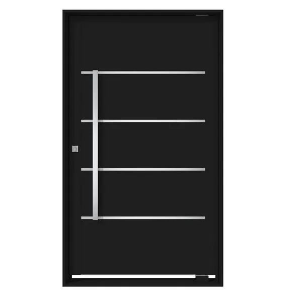 Porta Pivotante de Alumínio Preto Termoacustica Direita - 220x100