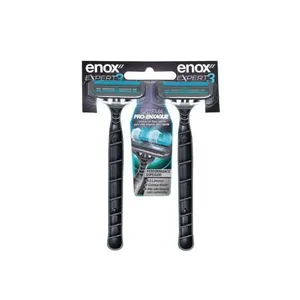 Kit 2 Aparelho De Barbear Descartável Barbeador 3 Lâminas Enox Expert