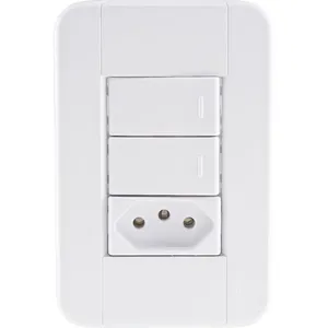 Conjunto 4x2 com 2 Interruptores Simples 10 A 250 V e 1 Tomada 2P+T 10 A 250 V Tramontina Tablet Branco
