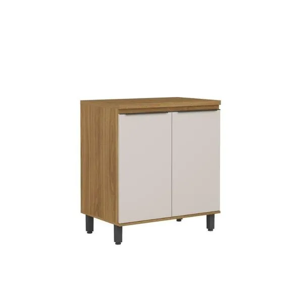 Balcão De Cozinha Com Tampo 80 Cm 2 Portas Serena Bertolini Lunar Grey/carvalho Xingu