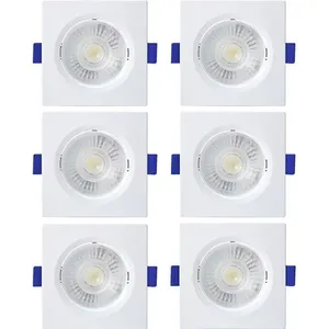 Kit 6 Spot De Led Embutir Slim Mr16 Quadrado 6w Bivolt 6500k Frio