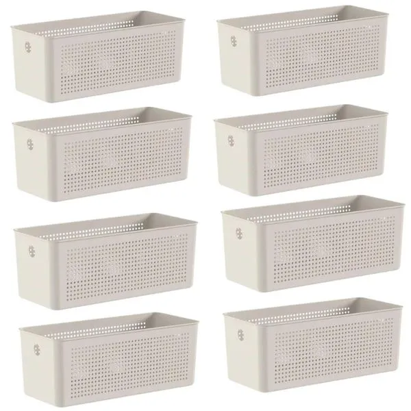 Kit 8 Caixas Organizadoras Multiuso 6,6L Cestos Retangulares
