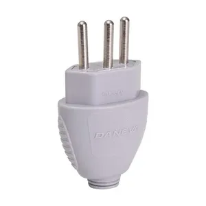 Plug Macho 2 Polos e 1 Tomada Daneva Legrand DN1596 10A 250V Branco