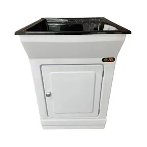 Kit Gabinete Lavanderia com Tanque Miami 56cm Preto Mármore Fiberblu Kit Gabinete Lavanderia com Tanque Miami 40 Litros 56cm Preto Mármore
