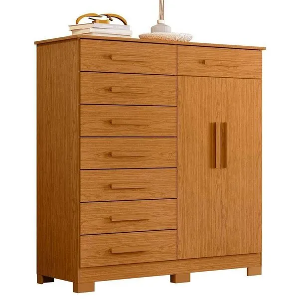 Cômoda Verona 2 Portas E 8 Gavetas Cinamomo - Móveis Albatroz Cinamomo