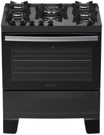 Fogão a Gás de Piso 5 Bocas Atlas Agile Glass com Acendimento AutomáticoPreto Bivolt