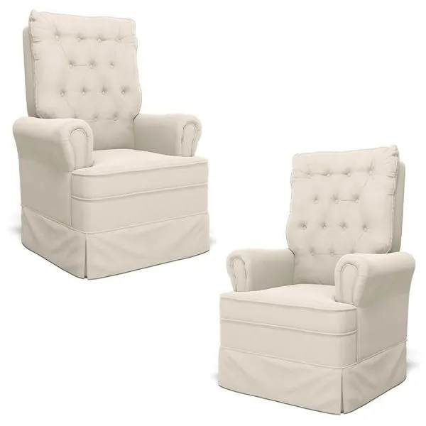 Kit 02 Poltronas De Amamentação E Descanso Com Balanço Laís G05 Veludo Creme - Mpozenato