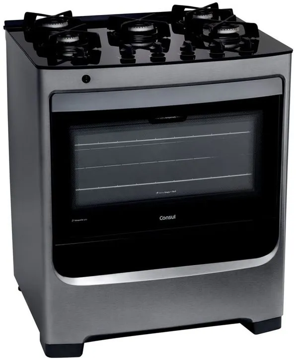Fogão a Gás de Piso 5 Bocas Consul CFS5VARUNA Acendimento Automático Inox Bivolt