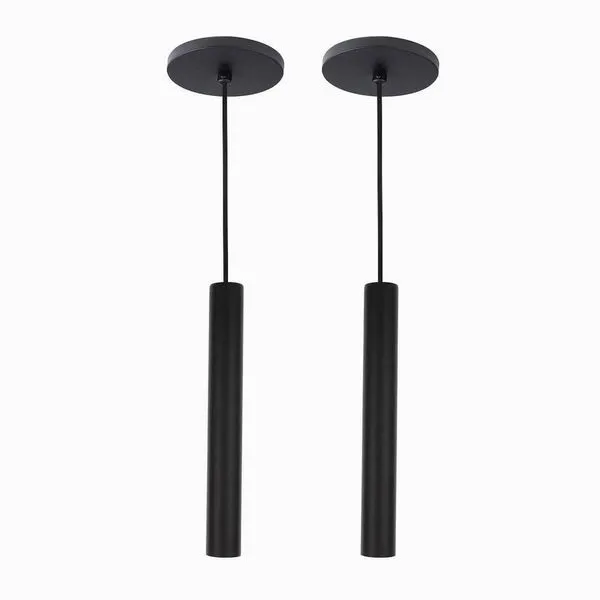 Kit 2 Pendente Tubo Palito Moderno 30cm - Preto