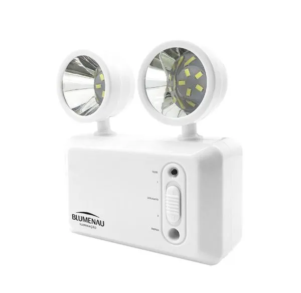 Luminária de Emergência LED 2 Faróis 1200 8W Blumenau Luminária de Emergência LED 2 faróis 8W 1200 Lúmens Blumenau