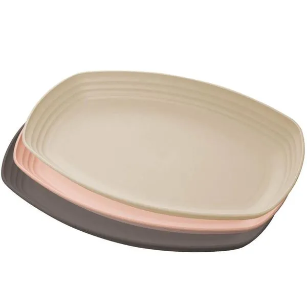 Travessa de Bambu e Plástico 29x18x3cm Lines Lyor Sortidas Bandeja Petisqueira Retangular Salgados F