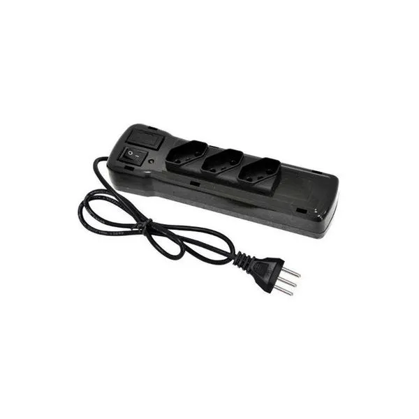 Filtro De Linha Plastico Preto - Fiolux 3 Tomadas