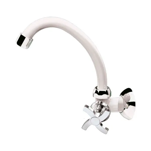 Torneira Pia Cozinha de Plástico Acquabios de Mesa Móvel Quadriseta Branco/Cromado