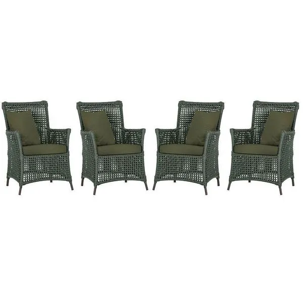 4 Poltronas Igapó Alumínio Pintura Marrom Corda Náutica E13 Verde