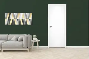 Porta de Madeira Pinus Montada Pinhal 1174 M12 85x213cm Marco Regulável 12 a 16cm Direita Branco UV