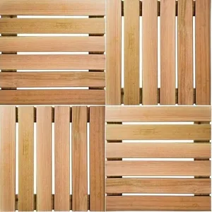 Kit 4 Deck Madeira Pinus 50X50Cm Ripado Para Garagem