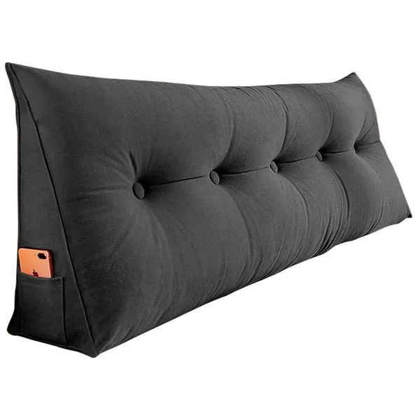 Almofada Para Cabeceira Encosto Apoio Lombar Spot 140cm Com Porta Celular Suede - Abmaza Cor Cinza
