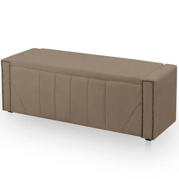 Cabeceira Casal Estofada Para Cama Box Ayla Veludo Cor Capuccino. - performance superior