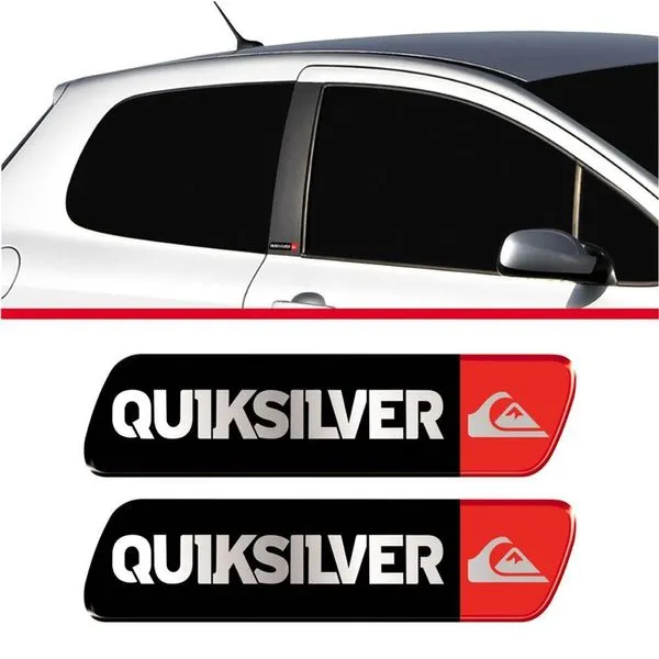 Par Adesivo Emblema Coluna Quiksilver Linha Peugeot Resinado Preto