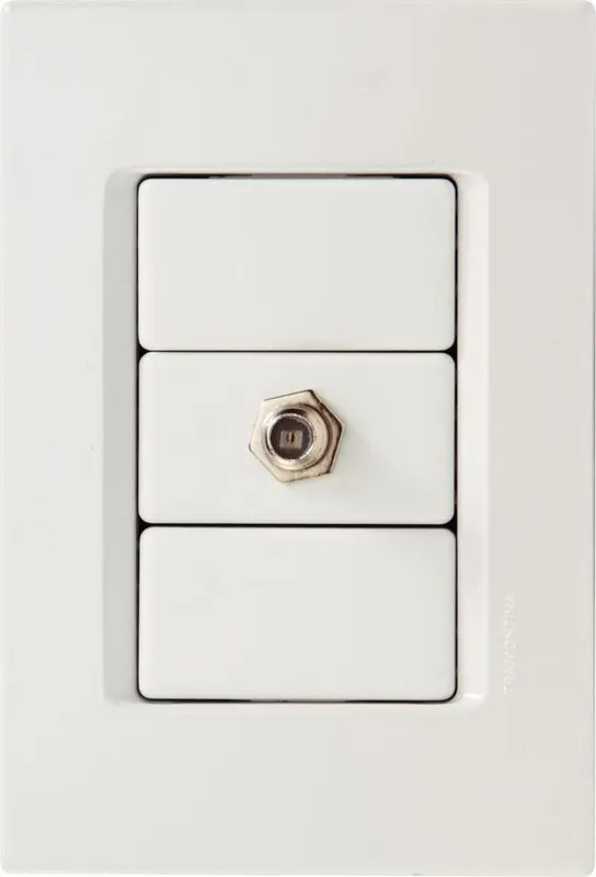 Interruptor Tramontina 1 Tomada TV Sat Izy Flat Branco