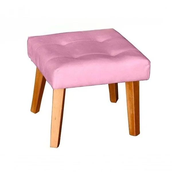 Puff Banqueta Decorativa Glamour Dubai Com Pés Quadrado Rosê