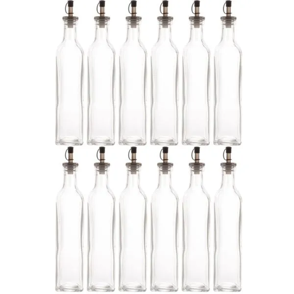 12 Garrafas de Vidro 510ml com Bico Dosador Frasco de Azeite Vinagre Lyor