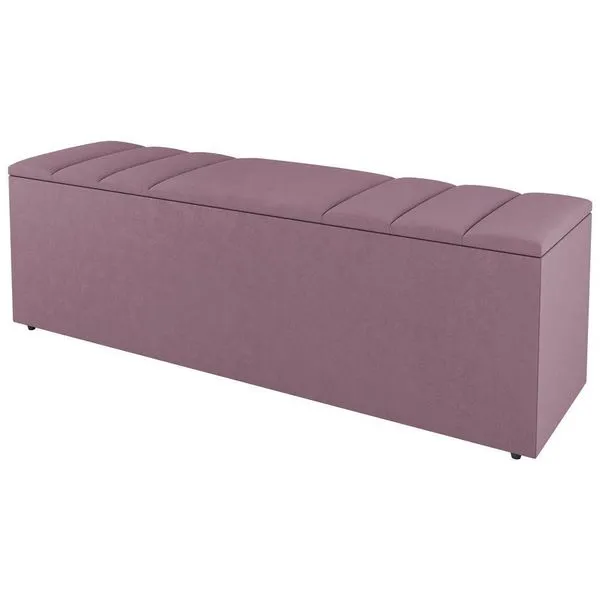 Calçadeira Baú Solteiro Grace 90cm Suede Rosé - Abmaza
