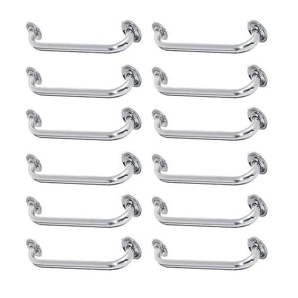 Alça Apoio Banheiro Kit 12 Uni Inox 50cm Idoso Cadeirante Acessibilidade Deficiente Segurança