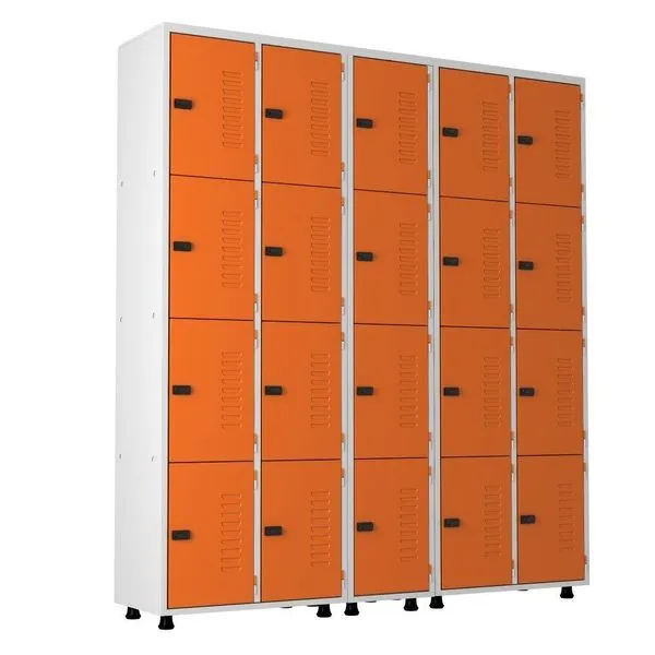 Armário Roupeiro Aço 20 Portas Academia Guarda Volume Trinco Laranja