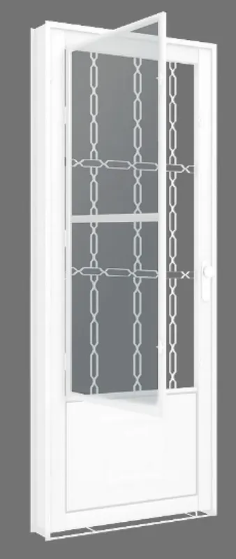 Porta de Aço Machado Postigo 134606 85x215x6cm Esquerda Branco Vidro Boreal Grade Elo